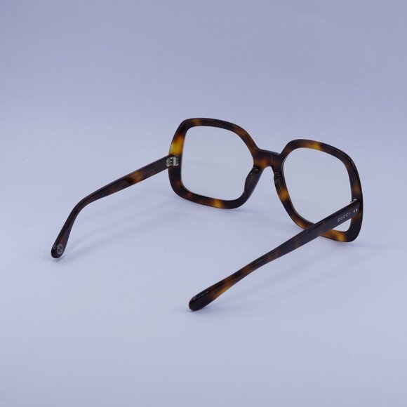 Gucci GG0625S 001 Sunglasses Havana Square Frame, Transparent Lenses - Picture 6 of 10